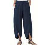 Women's plus Size Elastic Waist Wide Leg Pants Loose Casual Solid Color Fall 2024 Nine Minute Pants