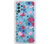 Funda original compatible con Samsung Galaxy A72 - Patron flores azules y rojas