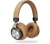 Auriculares inalámbricos KSIX Retro 2, ENC, Micrófono, Autonomía 8 h, Llamadas, Radio FM, Ranura micro SD, Marrón
