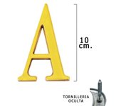 Letra Latón A 10 cm. con Tornilleria Oculta (Blister 1 Pieza)