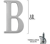 Letra metal b plateada mate 10 cm. con tornilleria oculta (blister 1 pieza)