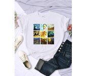 Van Gogh Works Sanskrit Printed Female Tops Breathable Casual T Shirts Fashion Summer Short Sleeve Women Crewneck Street Tshirt