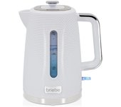 Briebe KT1168WHT Elegance Hervidor Agua Eléctrico 1,7L Inalámbrico Ebullición Rápida, Libre de BPA, Base de 360°, 2200W, Blanco