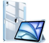 iPad Air 11 pulgadas (2024) M2, iPad Air 6.ª/5.ª/4.ª generación (2024/2022/2020), carcasa trasera transparente delgada a prueba de golpes con portalápices, azul