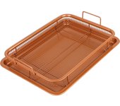 Stainless Steel Copper Baking Tray Oil Frying Baking Pan Grill Crispy Mesh For Oven Air Fryer BBQ Non-stick Chips Basket
