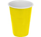 Algon - Set de 25 Vasos Bicolor Limón y Blanco 250ml - Plástico Reutilizable en Colores Vibrantes - Ecológicos y Uso Continuo