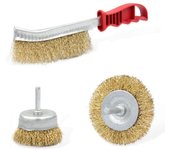 Tradineur - Set de cepillos de alambre para taladro, atornillador - Cepillos de acero para madera y metal - Lijado y pulido, eliminación de óxido - 3 piezas - 24 cm, 50 y 75 mm