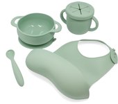 Vajilla silicona organica Shom para bebes Moody green