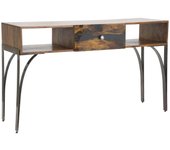 Consola de madera marrón con cajón cm 130x40x80