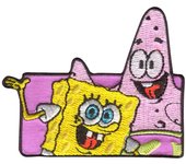 Parches Ropa Bob Esponja – Parche Bordado Ropa – (licencia oficial) – Esponge Bob – Bob & Patricio – Amig@s – Amistad – Infantil – Alegría – Fondo de Bikini – 7,8 x 5,6 cm. - Moda The Happy Patch