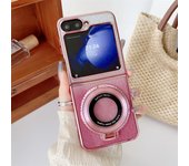 360 Rotata Magsafe Bracket Case for Samsung Galaxy Z Flip 6 5 Flip6 Luxury Plating Glitter Slim PC Cover for Samsung Z Flip 3 4