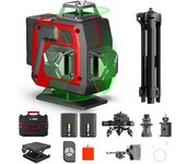 Nivel láser 4D de 16 líneas, autonivelante de línea verde 360, Control remoto Horizontal y Vertical, niveles láser de haz verde, 2 baterías de piezas