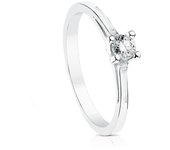 Sortija Solitario Oro Blanco 18k mujer diamante 0.2ct. talla brillante garras centro cabeza