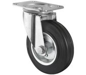 Rueda de goma y metal con placa giratoria con diámetros desde 80 mm hasta 125 mm para pesos de hasta 150 kg COFAN