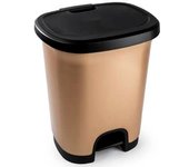 CABLEPELADO Cubo basura plastico, Cubo basura apertura pedal, Papelera de pedal, Cubo de pedal, Libre de BPA, 45 cm alto x 38 cm ancho x 32 cm fondo, Capacidad 27 Litros, Dorado con tapa negra