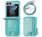 2 in 1 Detachable Zipper Wallet For Samsung Z Flip 6 5 4 3 Flip6 Flip5 Flip4 Flip3 5G Phone Case with Card Slot & Long Lanyard