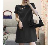 VONDA 2024 Summer Women Solid Color Mini Dress Casual O Neck Short Sleeve Female Short Dresses Party Crew Neck Shirt Vestidos