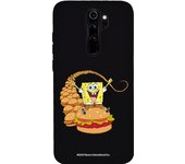 Funda original compatible con Xiaomi Redmi Note 8 Pro Negro con un diseño de Bob Esponja Burgers