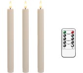 3/4/6 Pieces Remote Control Decorative Striped Christmas Candles,10 Inch Beige Plastic Timer Flameless Battery Candle Warm Light