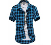 Red And Black Plaid Shirt Men Shirts 2024 New Summer Fashion Chemise Homme Mens Checkered Shirts Short Sleeve Shirt Men Blouse