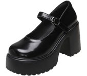 Black Super High Heels Mary Jane Shoes Women 2023 Goth Chunky Platform Pumps Woman Plus Size Ankle Buckle Party Lolita Shoes 42