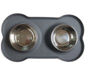 Hot selling silicone non-slip double layer pet dog bowl durable stainless steel water food feeder pet feeding and drinking bowl
