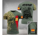 Fashion New Spanish Army Men's T-Shirt Veteran Soldier Flag Print Summer Short Sleeve Oversized O Neck Pullover Tops Clothing