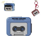 Mini llavero con grabadora de cinta, llavero con grabadora de cinta retro, graba palabras de amor, música u otros sonidos, llavero con grabadora de cinta de regalo