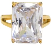 Bling Big Transparent Square Zirconia Inlaid Stainless Steel Ring Unique High Base Charm Fine Jewelry Men Women Finger Gift