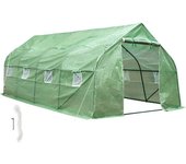 Tectake - Invernadero de plástico con 8 ventanas 600 x 300 x 205 cm  Estructura robusta de metal con revestimiento de polvo  8 ventanas laterales con mosquitera  Altura perfecta para el cultivo