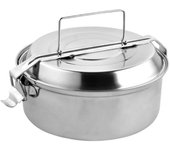 Fiambrera metalica de acero inoxidable con 2 platos ø 16 cm. lunch box, fiambrera metalica, porta alimentos metalico,