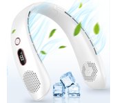 Ventilador de Cuello, ventilador de enfriamiento de 360 °, ventilador Silencioso portátil with Pantalla digital LCD de 3 velmodades, ventilador de Cuello sin Aspas recargable de Diseño Moderno, Regalos de Verano