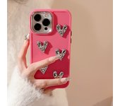 Electroplated Heart Metal Style Phone Case for iPhone 15 Pro Max 14 13 12 11 XS X XR SE 8 7 Plus White Black Pink Shockproof