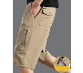 Classic Cargo Shorts Men Zipper Pocket Casual Knee Shorts Loose Straight Cotton Work Shorts Man Clothes