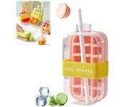 Cubitera 2 en 1 flexible sin contacto, para hacer hielo rápidamente, bandeja vertical con tapa para congelador (verde, 800 ml)