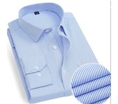 Men's Classic Long Sleeve Striped/Solid Basic Dress Shirt Single Patch Pocket Formal Business Regular Fit Office Social Shirt