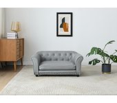 Vente-unique - Cama para mascotas de cuero sintético - L.94 x P. 65 x A. 42 cm - Gris - GALIAMA