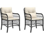 vidaXL Sillones de jardín con cojines 2 uds ratán sintético negro