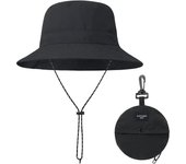 Sombrero de cubo plegable para mujer Sombrero de verano ligero ajustable Sombrero de pesca de playa plegable, negro
