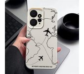 Air Route Pattern Phone Case For Xiaomi Redmi Note 13 4G 14 13 12 11 Pro Plus 5G Poco X6 13T Pro Leather Texture TPU Soft Cover