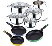 San Ignacio - Set de 12 Piezas de Cocina en Acero Inoxidable - Ollas y Sartenes - Distribución Uniforme del Calor