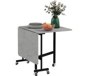 HOMCOM EMesa de comedor, mesa de cocina plegable con ruedas, patas de acero, mesa plegable para 4-6 personas, mesa de comedor para habitaciones pequeñas, cocina, comedor, 120 x 80 x 73 cm
