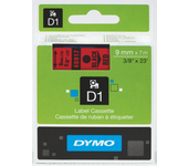 DYMO D1 - Etiquetas estándar - Negro sobre rojo - 19mm x 7m