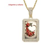 18K Gold Plated Pink Rose Love Heart Dragon Necklace Men Women Stainless Steel Chain Zircon Jewelry Valentine Day gift
