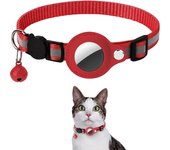 Cat AirTag Holder Collar Breakaway Reflective Strips Adjustable Kitten Collar Waterproof Cat Bell Collar Pet Air Tag Case