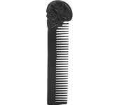 Peine para barba Home Salon de acero inoxidable para hombres, peine para bigote con mango en forma de calavera, herramienta de peinado negra