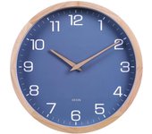 12 pulgadas de Madera Azul Reloj de pared Silencioso Redondo Modern Relojes de pared with Pilas with grandes números y Vidrio HD decorative Oficina en Home