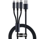 Baseus 3 in 1 USB Type C Fast Charging Cable 3.5A Quick Charge Phone Data Line Cord For Iphone 15 14 Xiaomi Huawei USB C