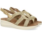 PuntoSalao Sandalias doradas planas cómodas tiras cruzadas para mujer VR5-1663