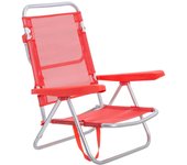 Lola Home Silla de playa baja reclinable 4 posiciones convertible en tumbona coral de aluminio y textileno de 61x47x80 cm